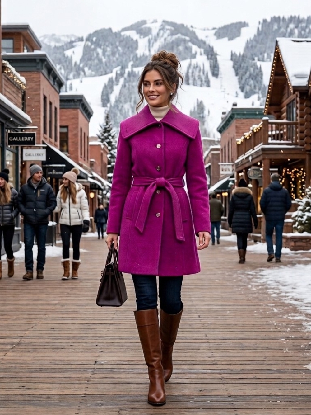 COACH 1941 Magenta Wool Blend Belted Coat with Pale Pink Signature C Lining - Picture 3 of 9